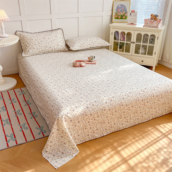 91家纺网 家纺一手货源 找家纺 梦舒羽 2026新款A类云朵棉床单亲肤四季款席梦思床罩全包床单三件套 花蔓清风