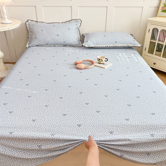 91家纺网 家纺一手货源 找家纺 梦舒羽 2026新款A类云朵棉床单亲肤四季款席梦思床罩全包床单三件套 花屿轻梦