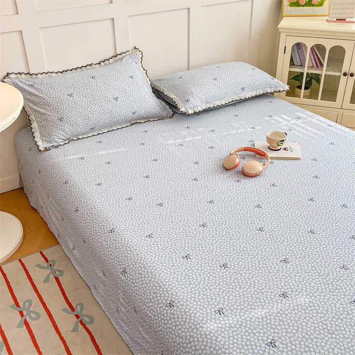 91家纺网 家纺一手货源 找家纺 梦舒羽 2026新款A类云朵棉床单亲肤四季款席梦思床罩全包床单三件套 花屿轻梦