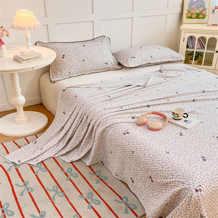 91家纺网 家纺一手货源 找家纺 梦舒羽 2026新款A类云朵棉床单亲肤四季款席梦思床罩全包床单三件套 蝴蝶梦境