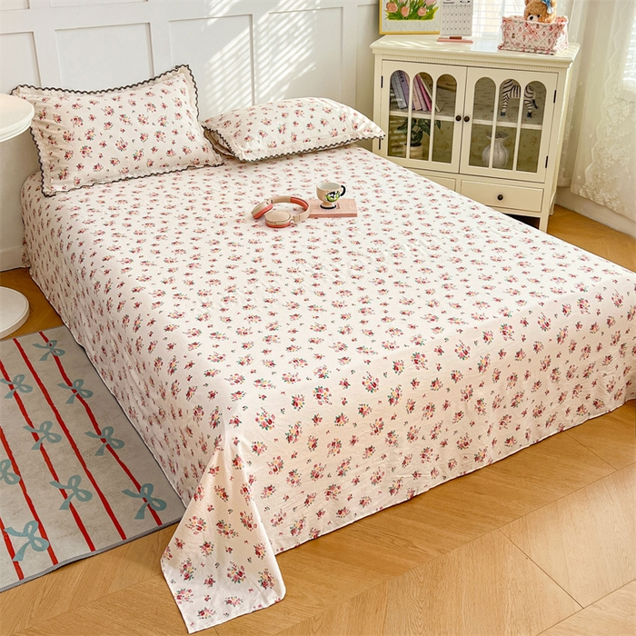 91家纺网 家纺一手货源 找家纺 梦舒羽 2026新款A类云朵棉床单亲肤四季款席梦思床罩全包床单三件套 粉黛花园