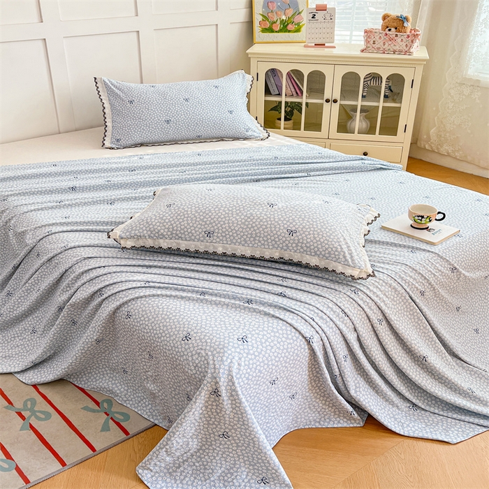 91家纺网 家纺一手货源 找家纺 梦舒羽 2026新款A类云朵棉床单亲肤四季款席梦思床罩全包床单三件套 花屿轻梦