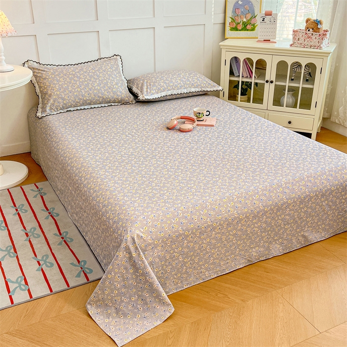 91家纺网 家纺一手货源 找家纺 梦舒羽 2026新款A类云朵棉床单亲肤四季款席梦思床罩全包床单三件套 花无归期