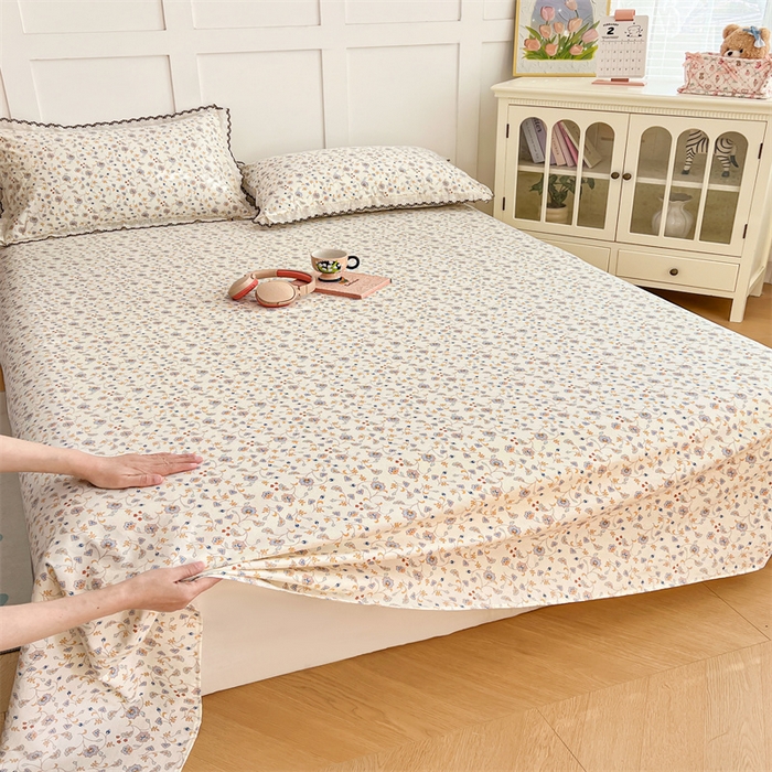 91家纺网 家纺一手货源 找家纺 梦舒羽 2026新款A类云朵棉床单亲肤四季款席梦思床罩全包床单三件套 花蔓清风