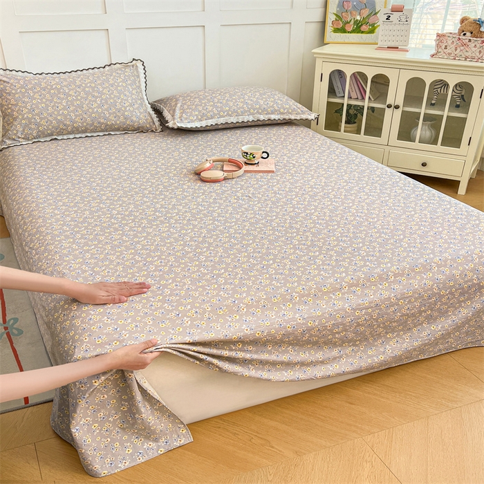 91家纺网 家纺一手货源 找家纺 梦舒羽 2026新款A类云朵棉床单亲肤四季款席梦思床罩全包床单三件套 花无归期