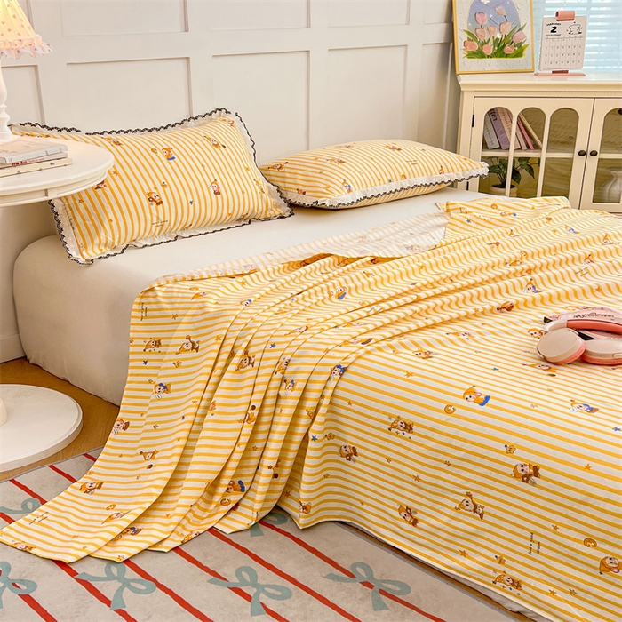 91家纺网 家纺一手货源 找家纺 梦舒羽 2026新款A类云朵棉床单亲肤四季款席梦思床罩全包床单三件套 小星愿