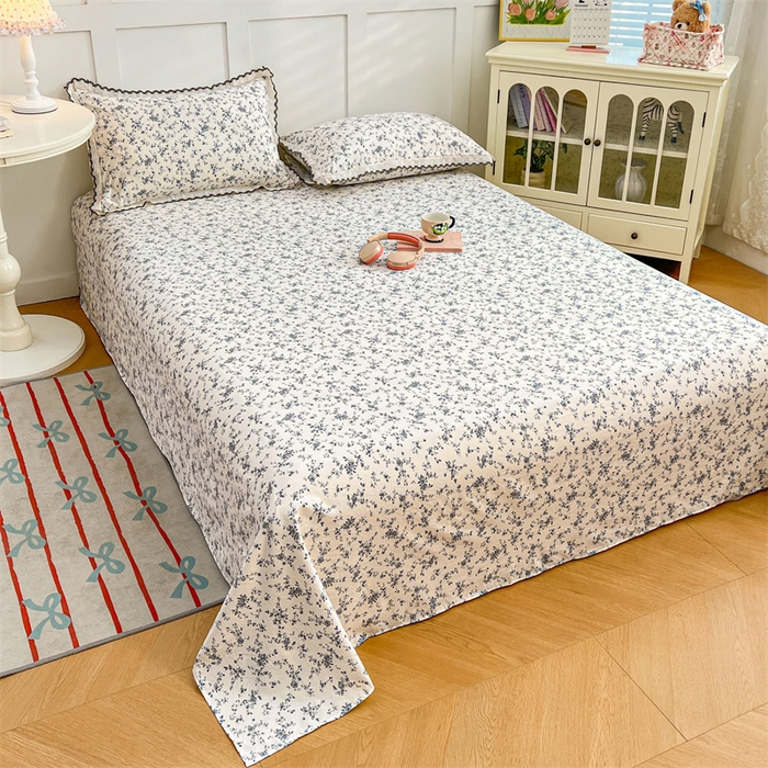 91家纺网 家纺一手货源 找家纺 梦舒羽 2026新款A类云朵棉床单亲肤四季款席梦思床罩全包床单三件套 兰亭序-灰