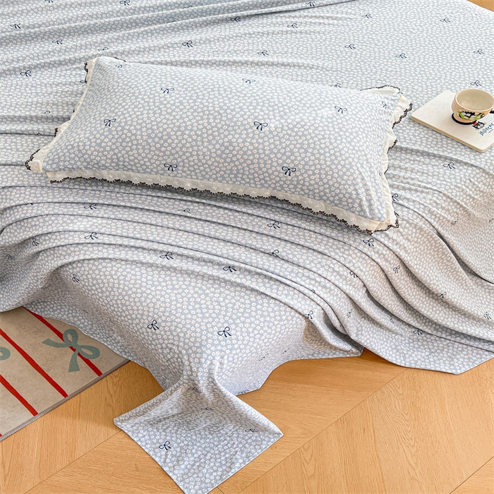 91家纺网 家纺一手货源 找家纺 梦舒羽 2026新款A类云朵棉床单亲肤四季款席梦思床罩全包床单三件套 花屿轻梦