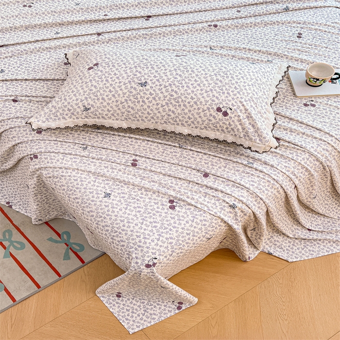 91家纺网 家纺一手货源 找家纺 梦舒羽 2026新款A类云朵棉床单亲肤四季款席梦思床罩全包床单三件套 蝴蝶梦境