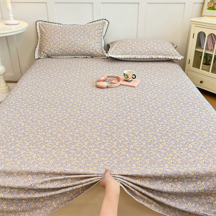 91家纺网 家纺一手货源 找家纺 梦舒羽 2026新款A类云朵棉床单亲肤四季款席梦思床罩全包床单三件套 花无归期
