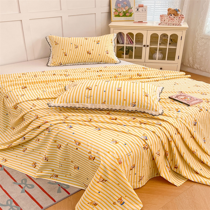 91家纺网 家纺一手货源 找家纺 梦舒羽 2026新款A类云朵棉床单亲肤四季款席梦思床罩全包床单三件套 小星愿