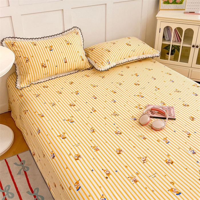 91家纺网 家纺一手货源 找家纺 梦舒羽 2026新款A类云朵棉床单亲肤四季款席梦思床罩全包床单三件套 小星愿