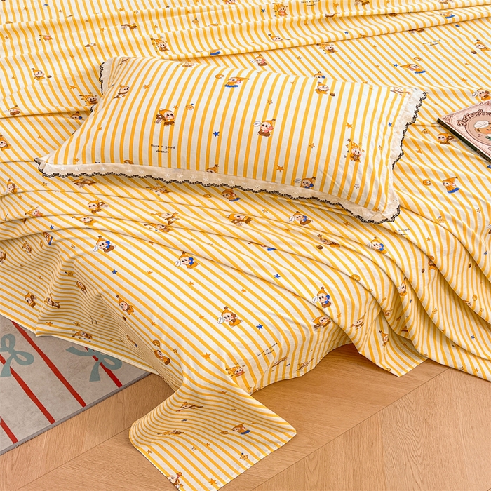 91家纺网 家纺一手货源 找家纺 梦舒羽 2026新款A类云朵棉床单亲肤四季款席梦思床罩全包床单三件套 小星愿