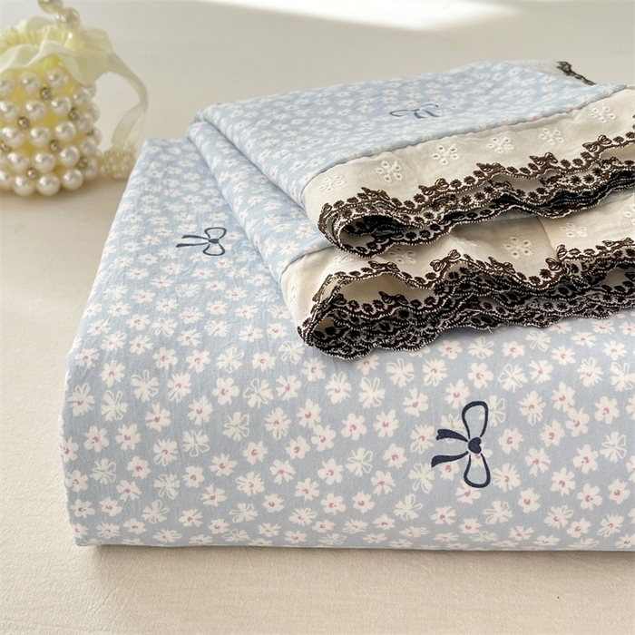 梦舒羽 2026新款A类云朵棉床单亲肤四季款席梦思床罩全包床单三件套 花屿轻梦