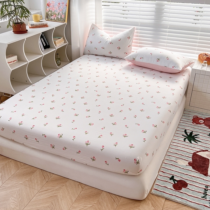 91家纺网 家纺一手货源 找家纺 （总）赫然家纺 2026新款亲肤舒适活性印染水洗棉床笠系列床笠三件套（床笠+枕套）