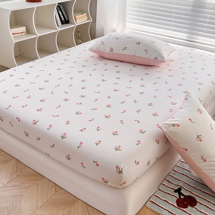 （总）赫然家纺 2026新款亲肤舒适活性印染水洗棉床笠系列床笠三件套（床笠+枕套）