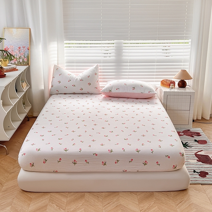 91家纺网 家纺一手货源 找家纺 （总）赫然家纺 2026新款亲肤舒适活性印染水洗棉床笠系列床笠三件套（床笠+枕套）