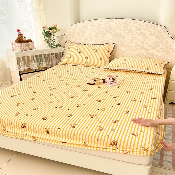 91家纺网 家纺一手货源 找家纺 （总）圣比熊 2026新款A类云朵棉亲肤四季款床笠席梦思床罩全包床单三件套