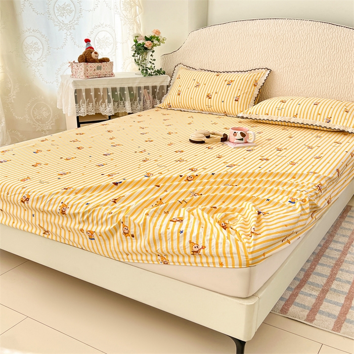 91家纺网 家纺一手货源 找家纺 （总）圣比熊 2026新款A类云朵棉亲肤四季款床笠席梦思床罩全包床单三件套