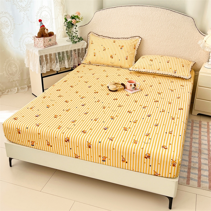 91家纺网 家纺一手货源 找家纺 （总）圣比熊 2026新款A类云朵棉亲肤四季款床笠席梦思床罩全包床单三件套