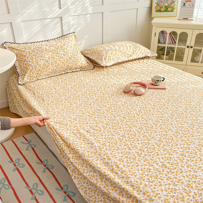 91家纺网 家纺一手货源 找家纺 （总）梦舒羽 2026新款A类云朵棉床单亲肤四季款席梦思床罩全包床单三件套