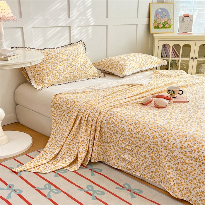 91家纺网 家纺一手货源 找家纺 （总）梦舒羽 2026新款A类云朵棉床单亲肤四季款席梦思床罩全包床单三件套