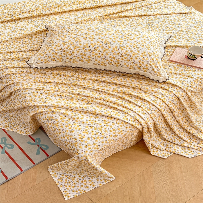 91家纺网 家纺一手货源 找家纺 （总）梦舒羽 2026新款A类云朵棉床单亲肤四季款席梦思床罩全包床单三件套