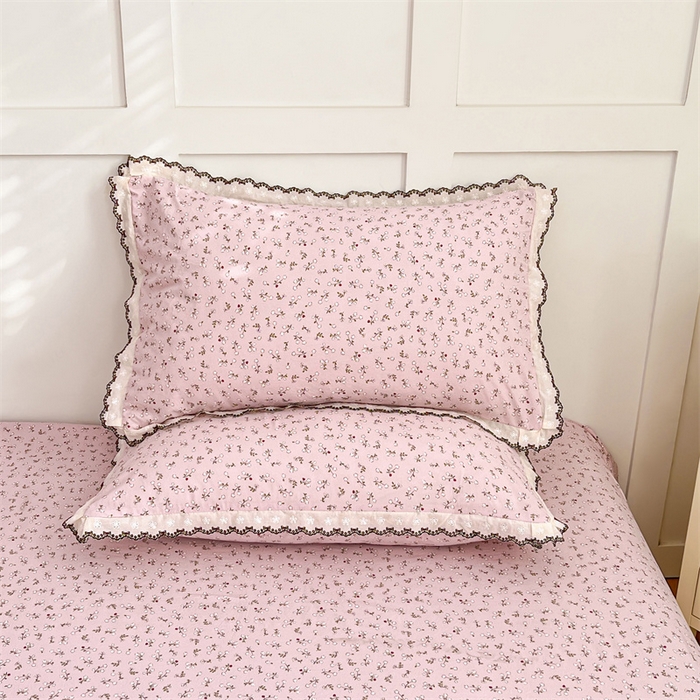 91家纺网 家纺一手货源 找家纺 梦舒羽 2026新款A类云朵棉蕾丝花边枕套宿舍单人单只一只装枕芯 爱丽丝-粉（单层蕾丝花边）