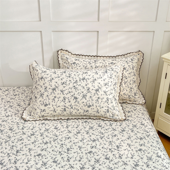 梦舒羽 2026新款A类云朵棉蕾丝花边枕套宿舍单人单只一只装枕芯 兰亭序-灰（单层蕾丝花边）