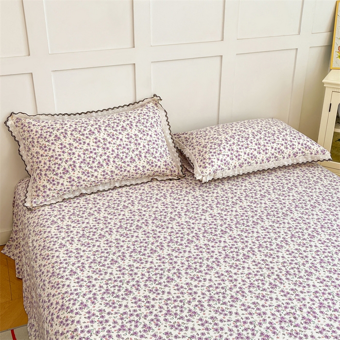 91家纺网 家纺一手货源 找家纺 梦舒羽 2026新款A类云朵棉蕾丝花边枕套宿舍单人单只一只装枕芯 紫韵星野（单层蕾丝花边）