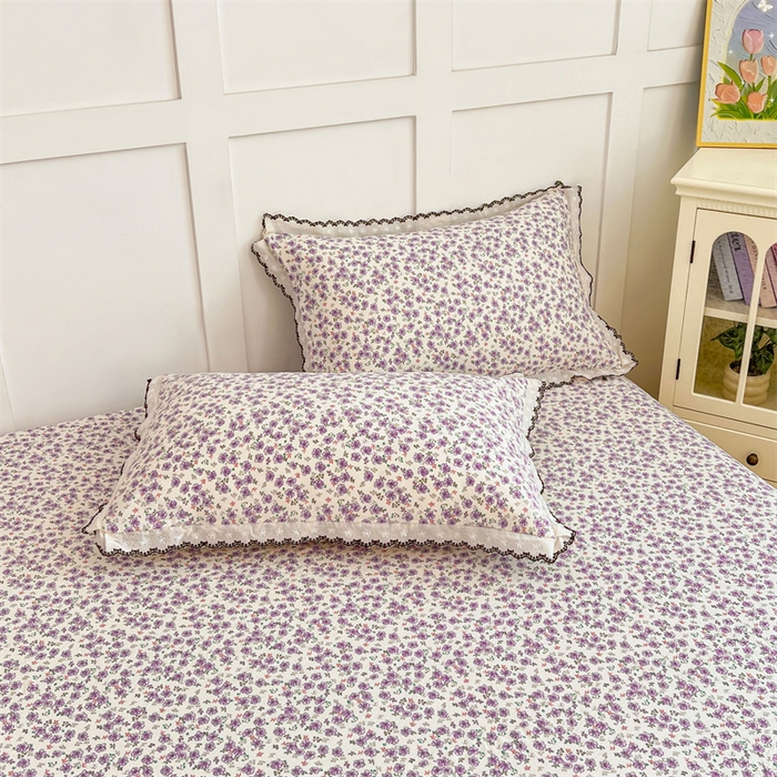 91家纺网 家纺一手货源 找家纺 梦舒羽 2026新款A类云朵棉蕾丝花边枕套宿舍单人单只一只装枕芯 紫韵星野（单层蕾丝花边）