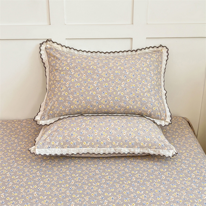 91家纺网 家纺一手货源 找家纺 梦舒羽 2026新款A类云朵棉蕾丝花边枕套宿舍单人单只一只装枕芯 花无归期（单层蕾丝花边）