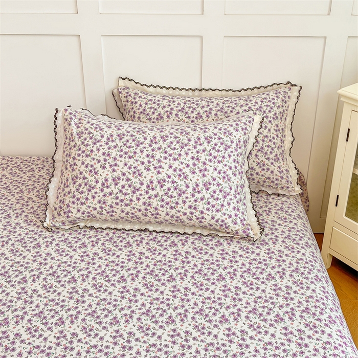 梦舒羽 2026新款A类云朵棉蕾丝花边枕套宿舍单人单只一只装枕芯 紫韵星野（单层蕾丝花边）
