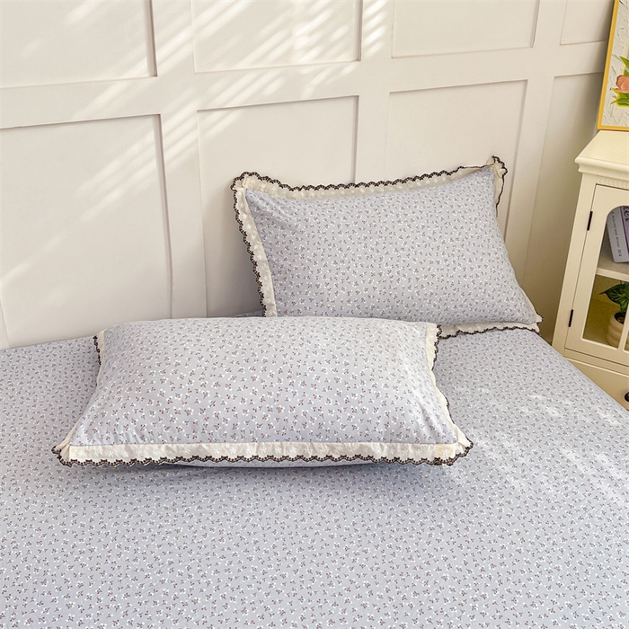 91家纺网 家纺一手货源 找家纺 梦舒羽 2026新款A类云朵棉蕾丝花边枕套宿舍单人单只一只装枕芯 满天星-蓝（单层蕾丝花边）