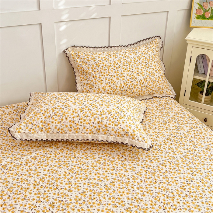 91家纺网 家纺一手货源 找家纺 梦舒羽 2026新款A类云朵棉蕾丝花边枕套宿舍单人单只一只装枕芯 春日暖阳（单层蕾丝花边）