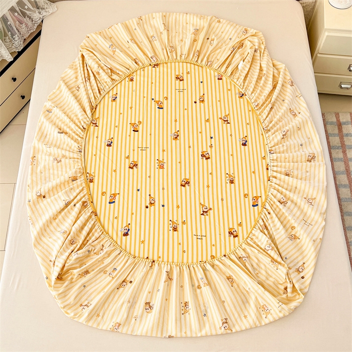 91家纺网 家纺一手货源 找家纺 圣比熊 2026新款A类云朵棉亲肤四季款床笠席梦思床罩全包床单三件套 小星愿