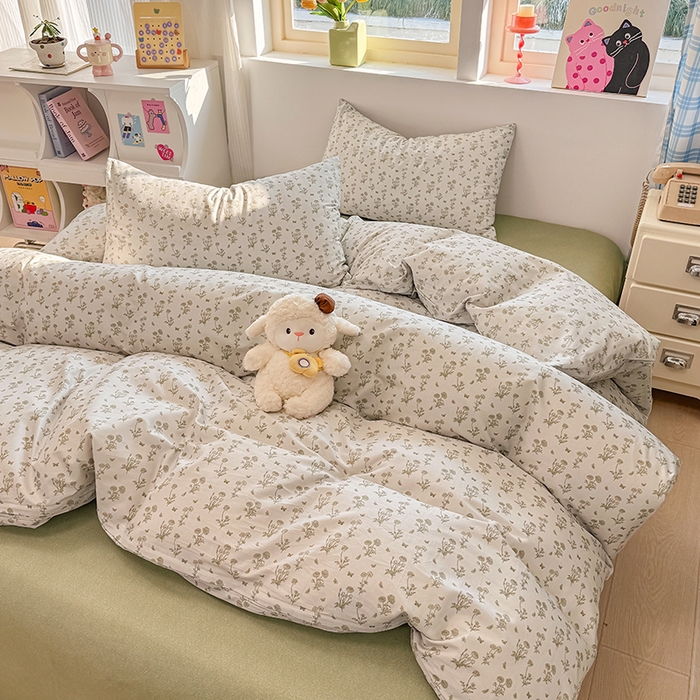 91家纺网 家纺一手货源 找家纺 缦彩 2026新款13372全棉印花四件套 香菊-绿