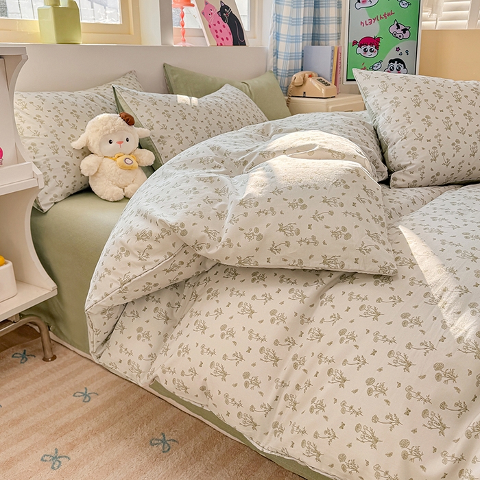 91家纺网 家纺一手货源 找家纺 缦彩 2026新款13372全棉印花四件套 香菊-绿