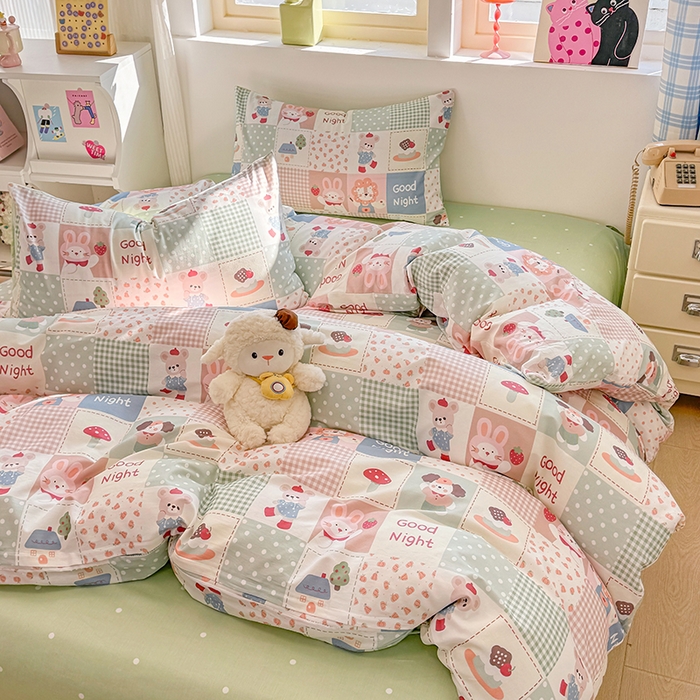 91家纺网 家纺一手货源 找家纺 缦彩 2026新款13372全棉印花四件套 宠岛乐园