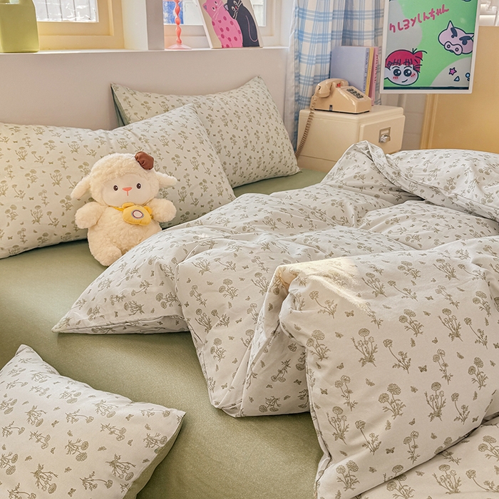 91家纺网 家纺一手货源 找家纺 缦彩 2026新款13372全棉印花四件套 香菊-绿