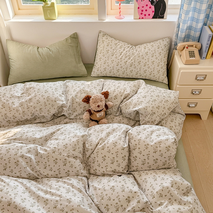 91家纺网 家纺一手货源 找家纺 缦彩 2026新款13372全棉印花四件套 香菊-绿