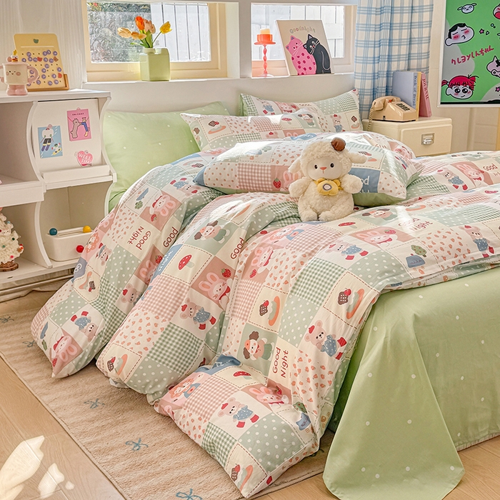 91家纺网 家纺一手货源 找家纺 缦彩 2026新款13372全棉印花四件套 宠岛乐园