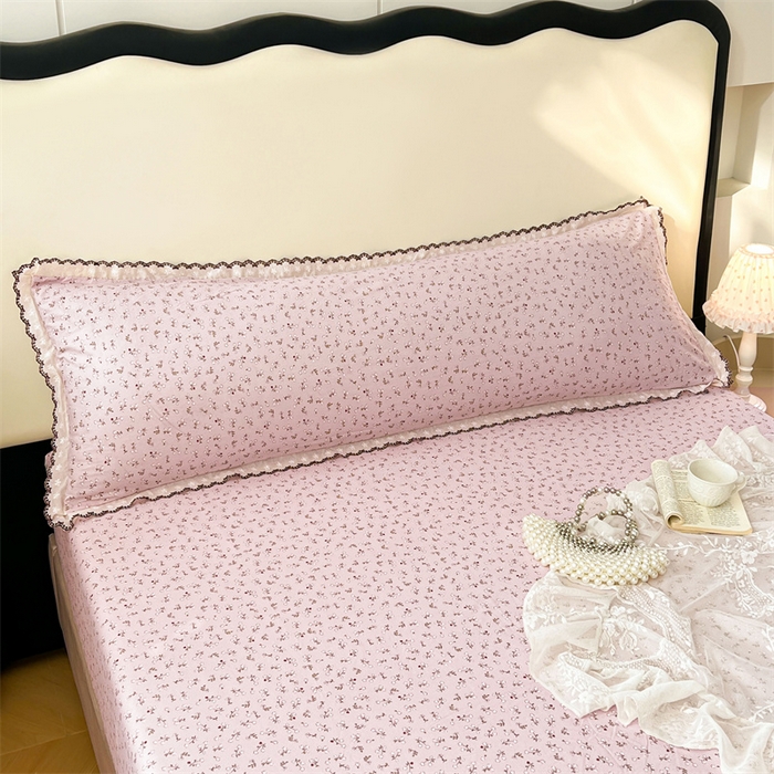 91家纺网 家纺一手货源 找家纺 梦舒羽 2026新款A类云朵棉蕾丝花边枕套宿舍情侣双人加长枕芯内胆套 爱丽丝-粉（单层蕾丝花边）