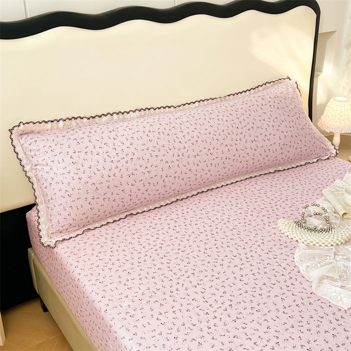 91家纺网 家纺一手货源 找家纺 梦舒羽 2026新款A类云朵棉蕾丝花边枕套宿舍情侣双人加长枕芯内胆套 爱丽丝-粉（单层蕾丝花边）