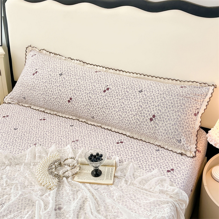 91家纺网 家纺一手货源 找家纺 梦舒羽 2026新款A类云朵棉蕾丝花边枕套宿舍情侣双人加长枕芯内胆套 蝴蝶梦境（单层蕾丝花边）