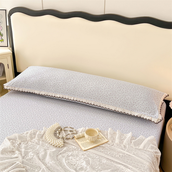 91家纺网 家纺一手货源 找家纺 梦舒羽 2026新款A类云朵棉蕾丝花边枕套宿舍情侣双人加长枕芯内胆套 满天星-蓝（单层蕾丝花边）