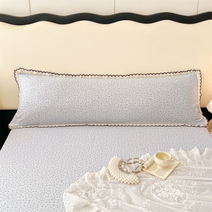 91家纺网 家纺一手货源 找家纺 梦舒羽 2026新款A类云朵棉蕾丝花边枕套宿舍情侣双人加长枕芯内胆套 满天星-蓝（单层蕾丝花边）