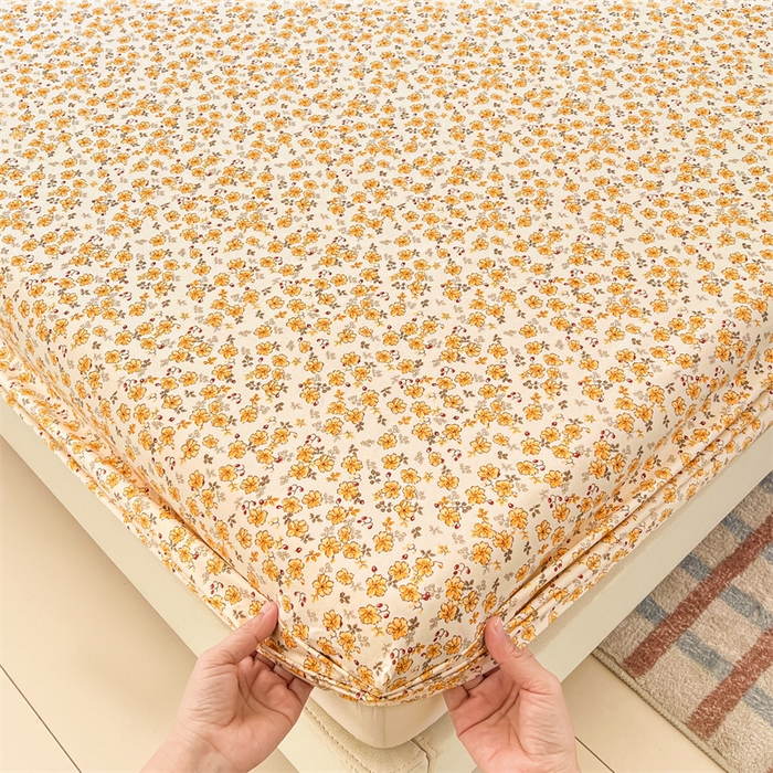 91家纺网 家纺一手货源 找家纺 圣比熊 2026新款A类云朵棉亲肤四季款床笠席梦思床罩全包床单三件套 春日暖阳