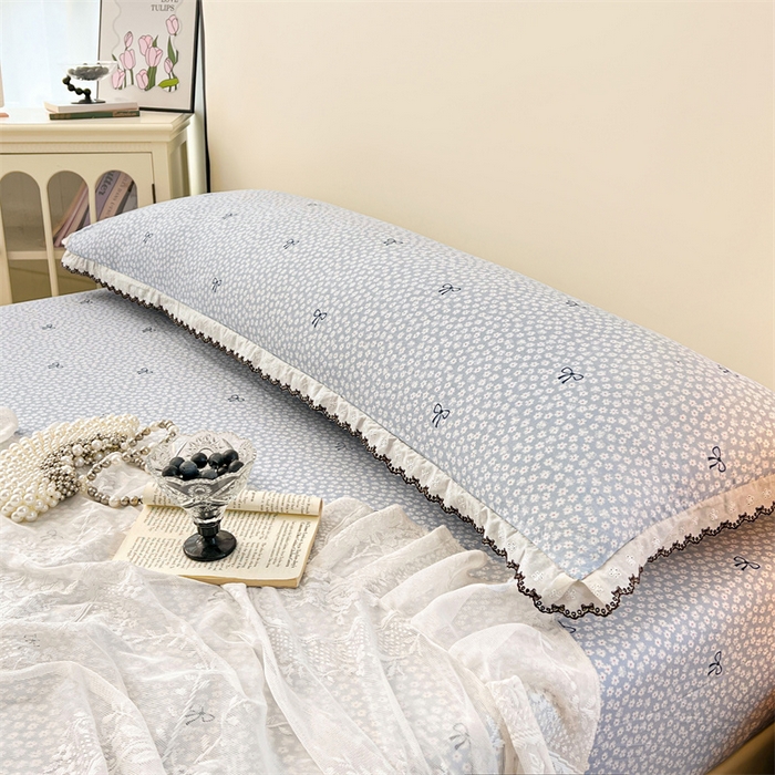 91家纺网 家纺一手货源 找家纺 梦舒羽 2026新款A类云朵棉蕾丝花边枕套宿舍情侣双人加长枕芯内胆套 花屿轻梦（单层蕾丝花边）