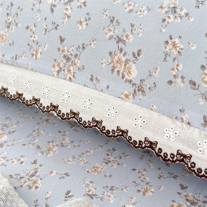 91家纺网 家纺一手货源 找家纺 梦舒羽 2026新款A类云朵棉蕾丝花边枕套宿舍情侣双人加长枕芯内胆套 兰亭序-蓝（单层蕾丝花边）